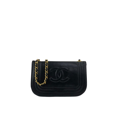 CHANEL Coco Mark Chain Shoulder bag Black Vintage jtk3dw