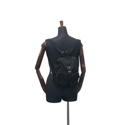 PRADA Triangle Logo Double Pocket Backpack Black Vintage u4u7vk