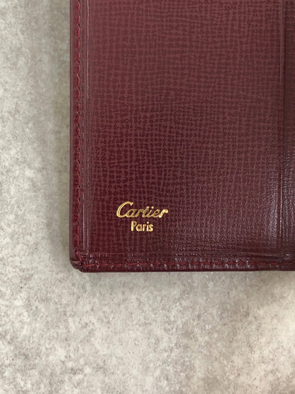 Cartier Logo Embossed Metal Clasp Trifold Wallet Bordeaux Vintage aimae8