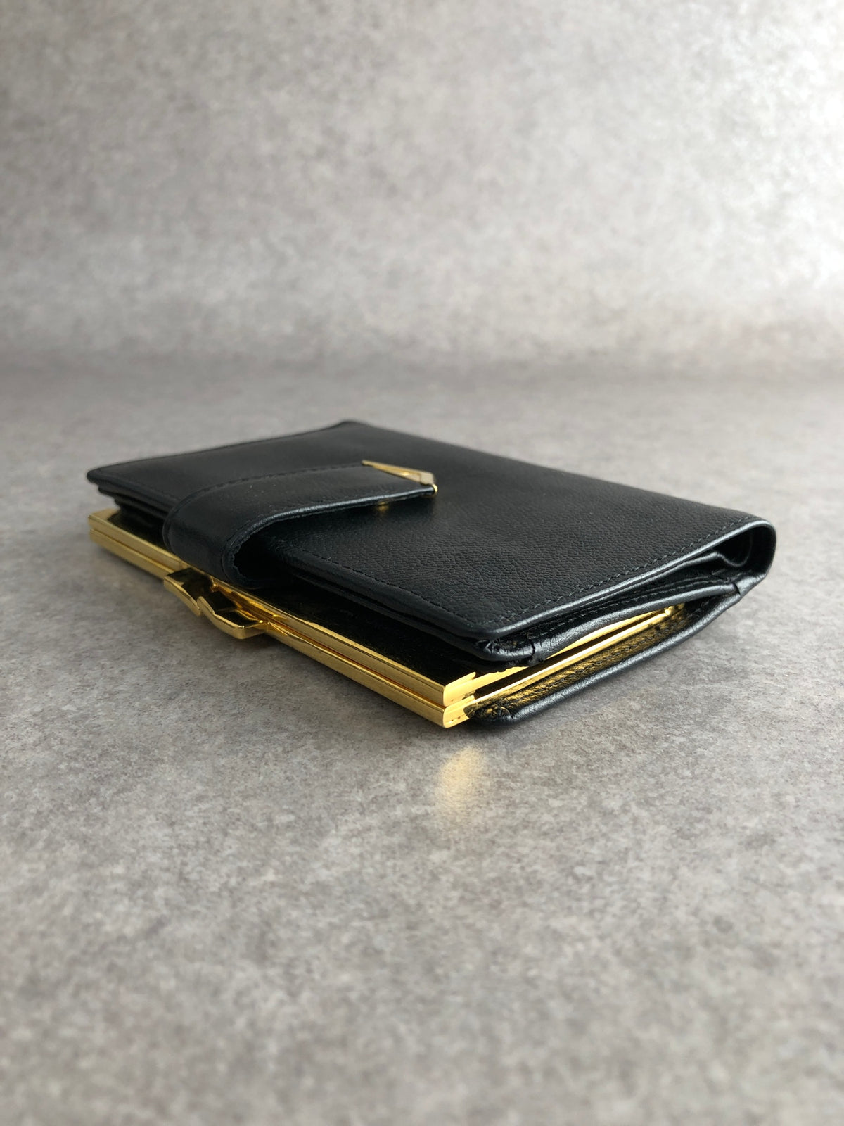 Yves Saint Laurent YSL Logo Folded Wallet Black Vintage 8mt2m4