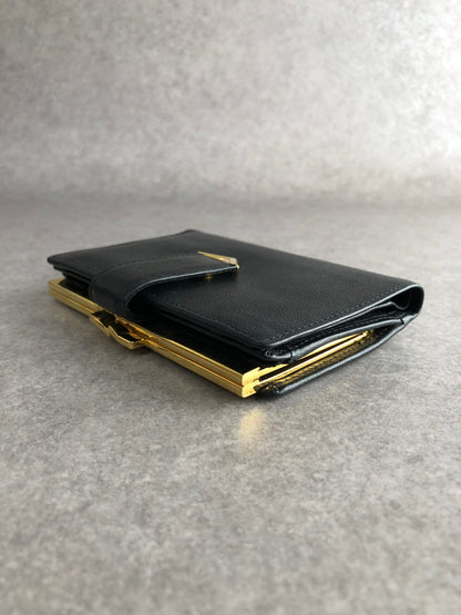 Yves Saint Laurent YSL Logo Folded Wallet Black Vintage 8mt2m4