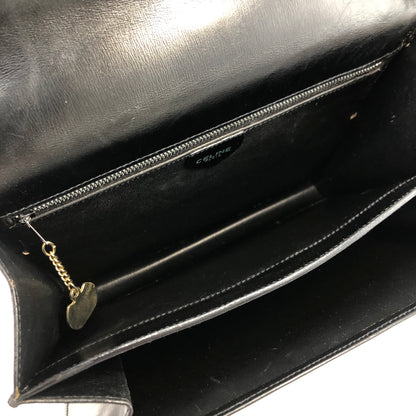 CELINE Gancini  Leather Crossbody Shoulder bag Black Vintage fiypr7