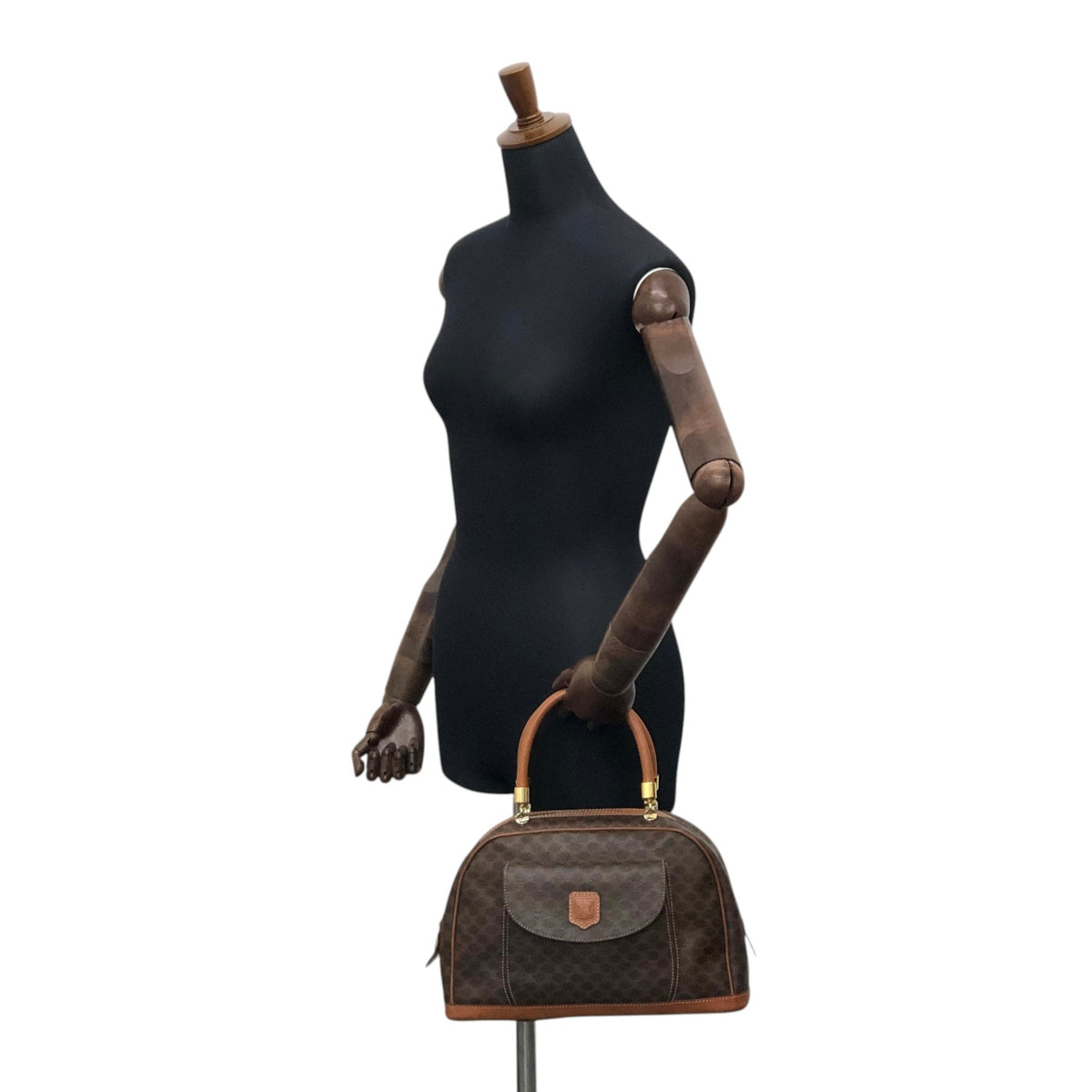 CELINE Macadam Blason Handbag Brown Vintage sw7bj6