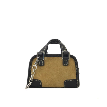 LOEWE Anagram  Suede Leather Handbag Shoulder bag Micro bag Beige Brown Vintage yt3sby