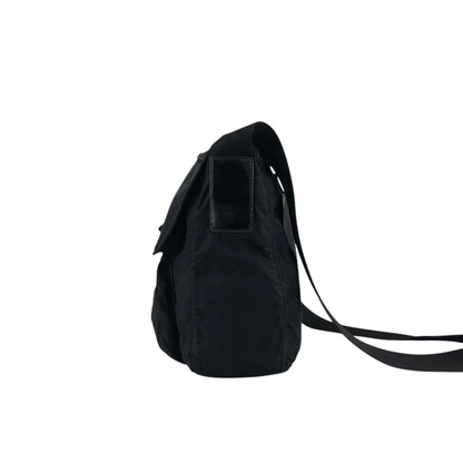 PRADA Triangle Logo Front Buckle Shoulder bag Black Vintage sx8cnr