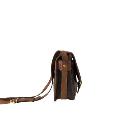 CELINE Macadam Blason Front Buckle Shoulder bag Brown Vintage ketsrv