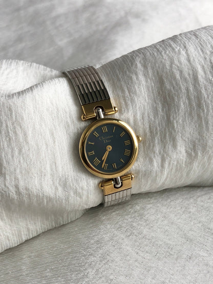 Christian Dior LogoVintage Quartz Watch Silver×Gold 3025 Vintage yhadhy