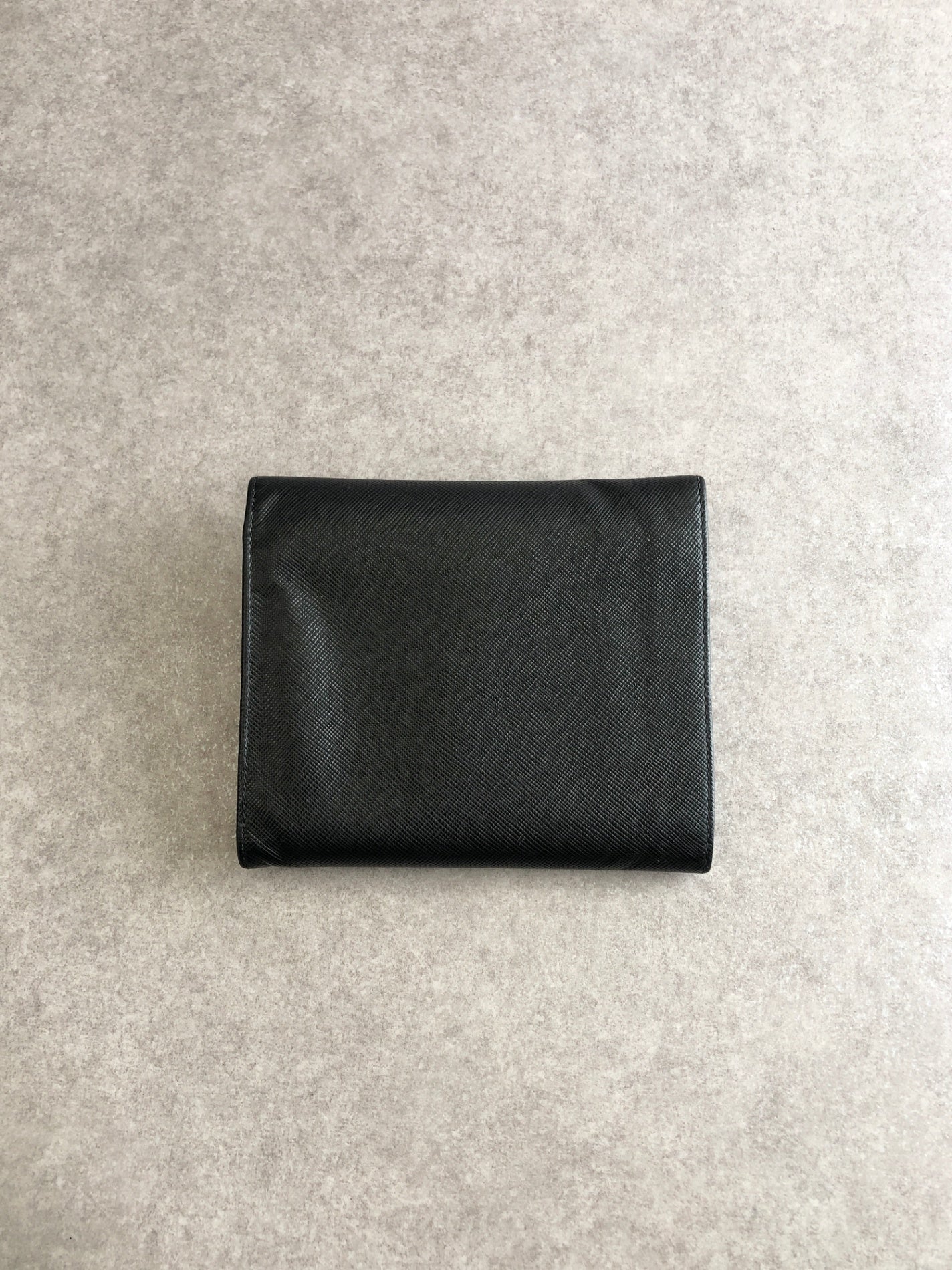 PRADA Triangle Logo Folded Wallet Black Vintage kng86t