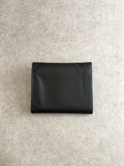 PRADA Triangle Logo Folded Wallet Black Vintage kng86t