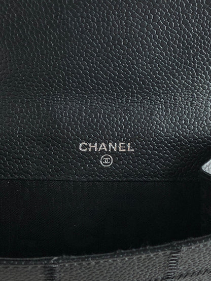 CHANEL Chocolate Bar Folded Wallet Black Vintage 2r56zg