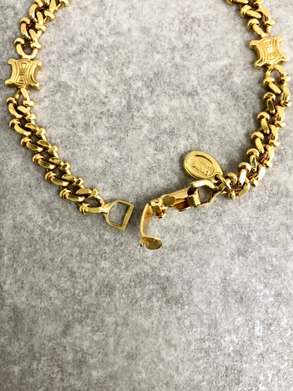 CELINE Blason Bracelet Gold Vintage j6ymne