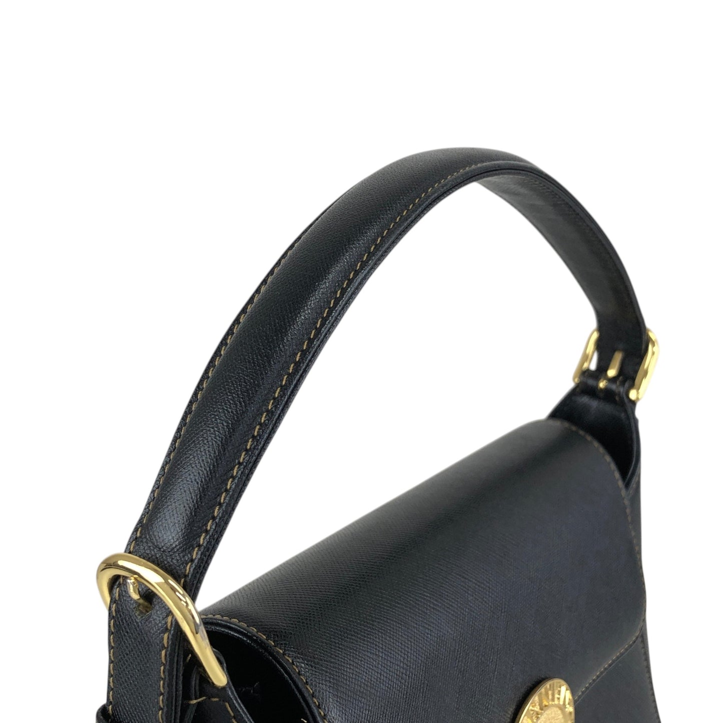VALENTINO GARAVANI Circle Logo Handbag Black Vintage edaauv