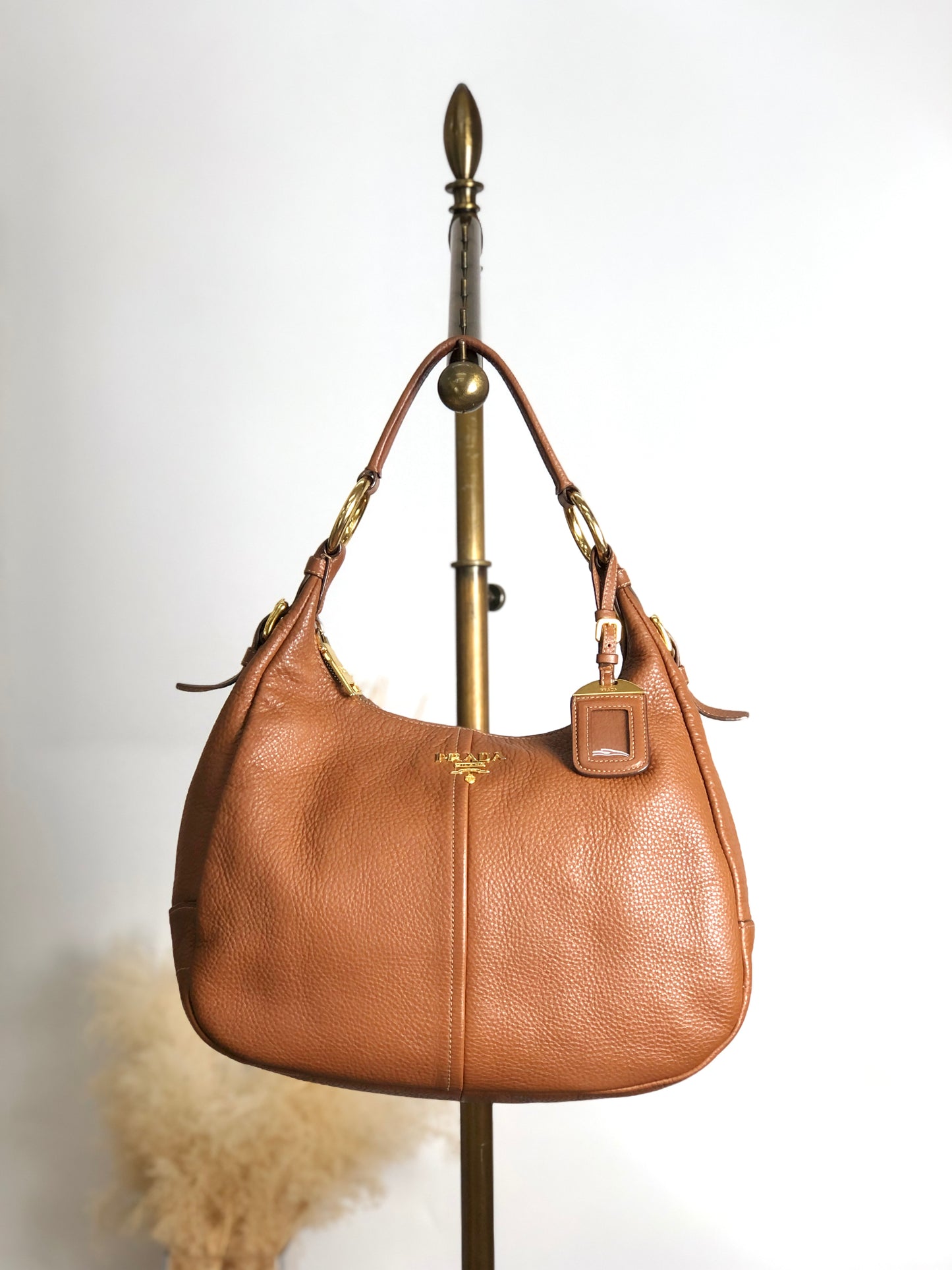 PRADA Logo Shoulder bag Brown Vintage rghemx