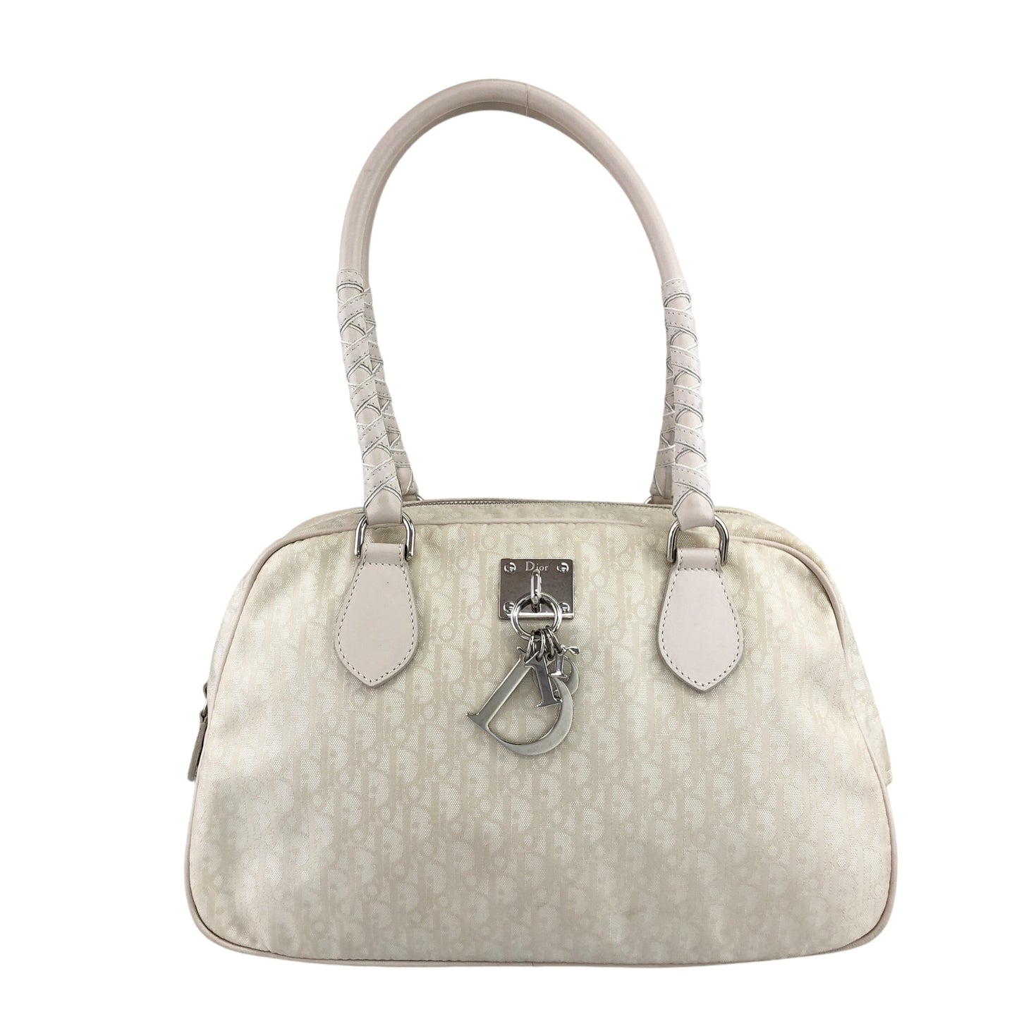 Christian Dior Trotter Logo Charm Handbag Beige Vintage 3t7wy7