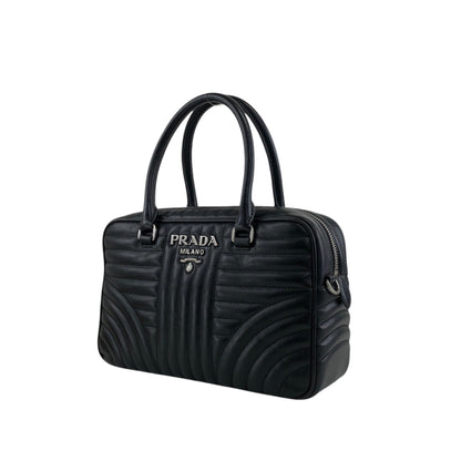 PRADA Logo Small Boston bag Handbag Black Vintage v7w6vi