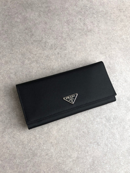 PRADA Tessuto Triangle Logo Long Wallet Black Vintage kjema3