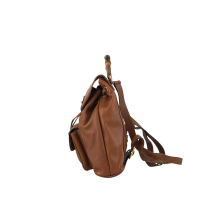 GUCCI Bamboo Front Pocket Backpack Brown Vintage jfzn8g