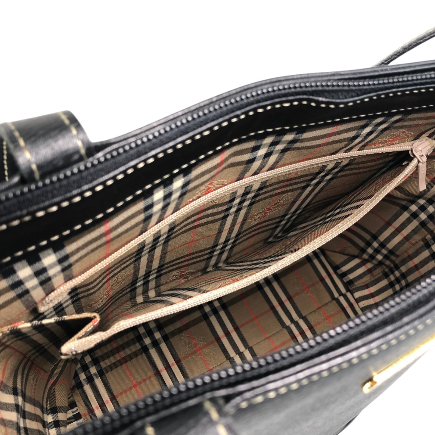 BURBERRY Logo Handbag Black Vintage i2msc4