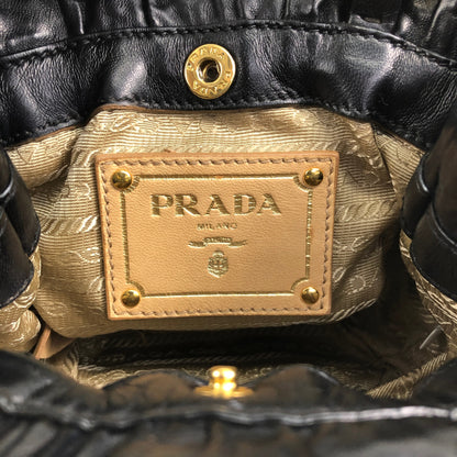 PRADA Logo Drawstring Shoulder bag Black Vintage 4zjm5c