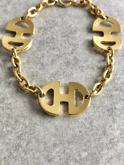 CELINE Horse Bit Bracelet Gold Vintage jccjt6