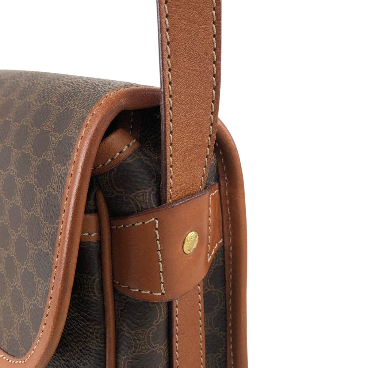 CELINE Macadam Blason Front Buckle Shoulder bag Brown Vintage need42