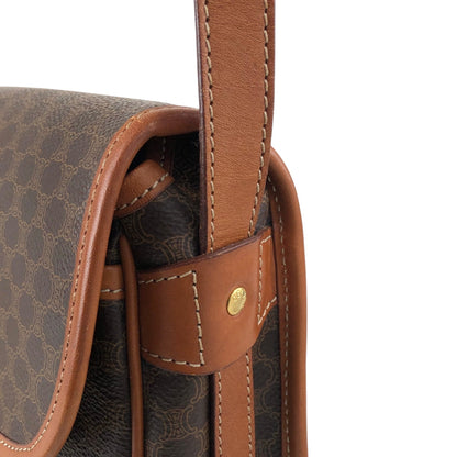 CELINE Macadam Blason Front Buckle Shoulder bag Brown Vintage need42