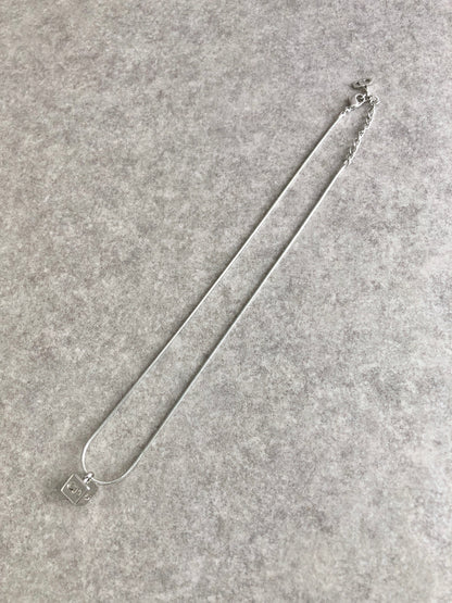 Christian Dior CD Logo Necklace Silver Vintage 78xusc