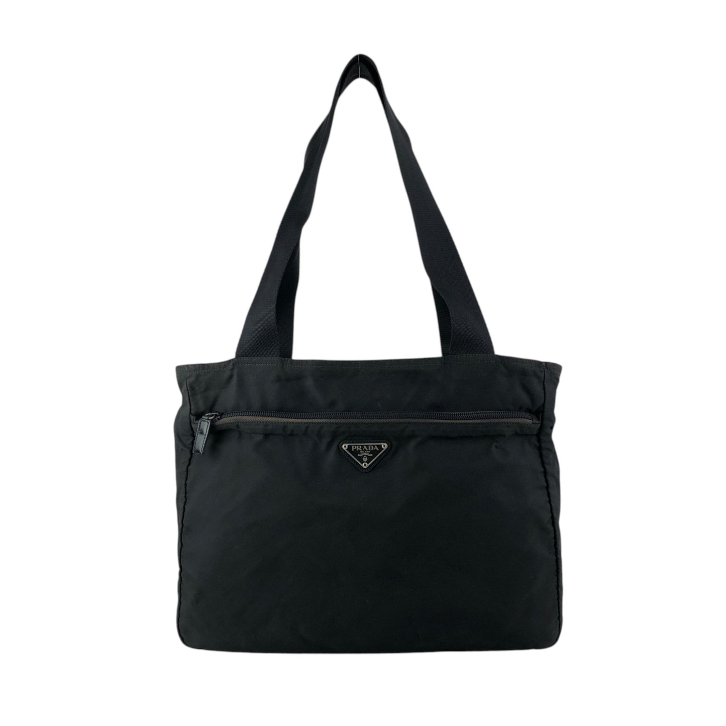 PRADA Tessuto Triangle Logo Totebag Black Vintage ztj777