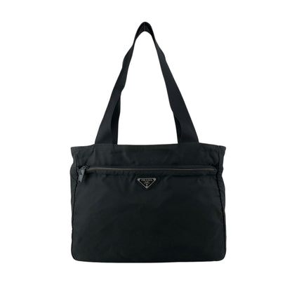 PRADA Tessuto Triangle Logo Totebag Black Vintage ztj777