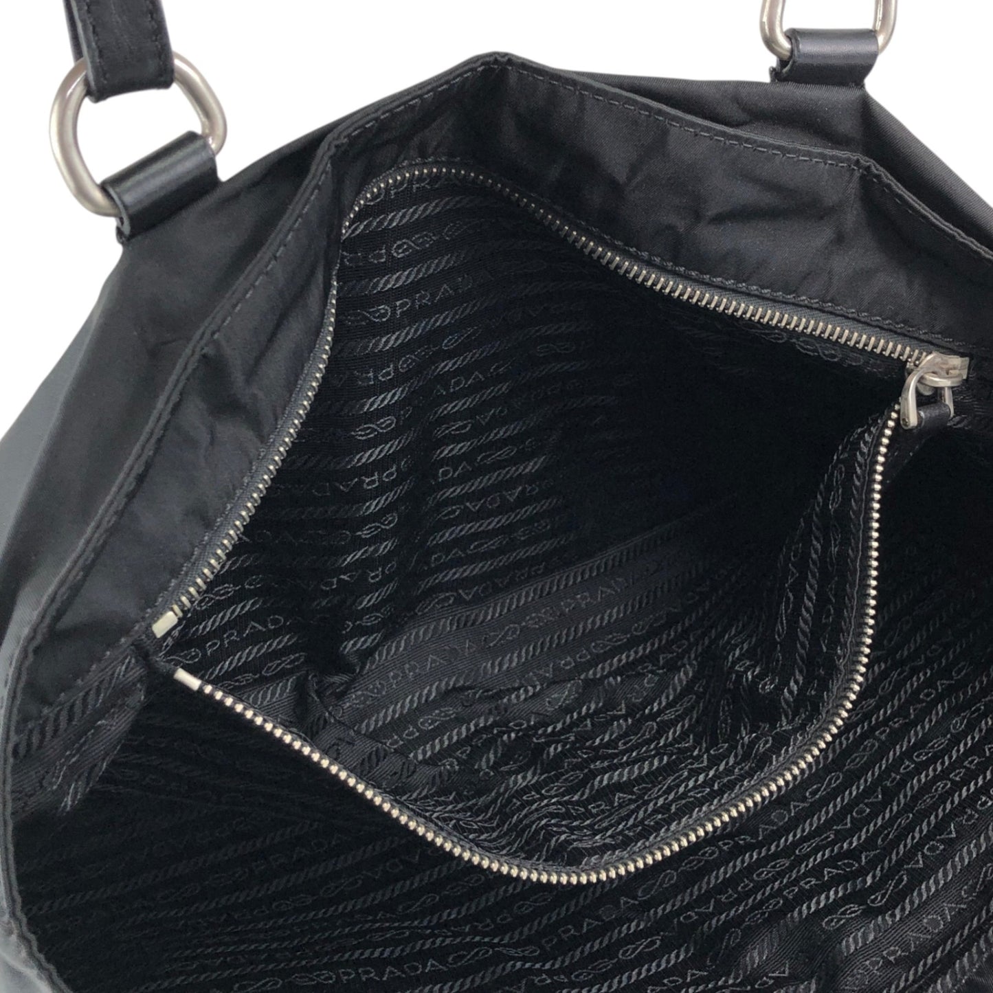 PRADA Tessuto Triangle Logo Totebag Black Vintage 4f8fnv