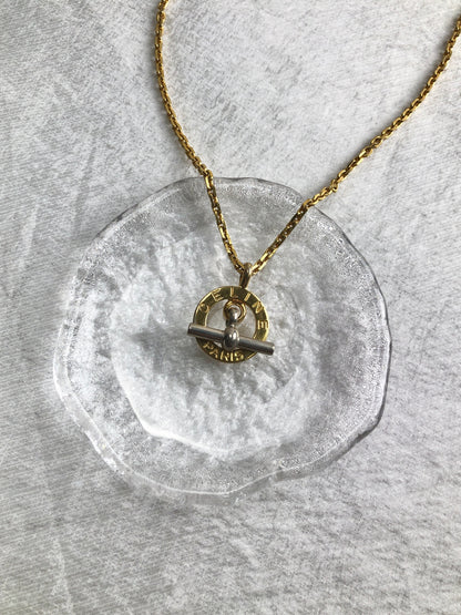 CELINE Toggle Clasp Necklace Gold Vintage b7y8ap