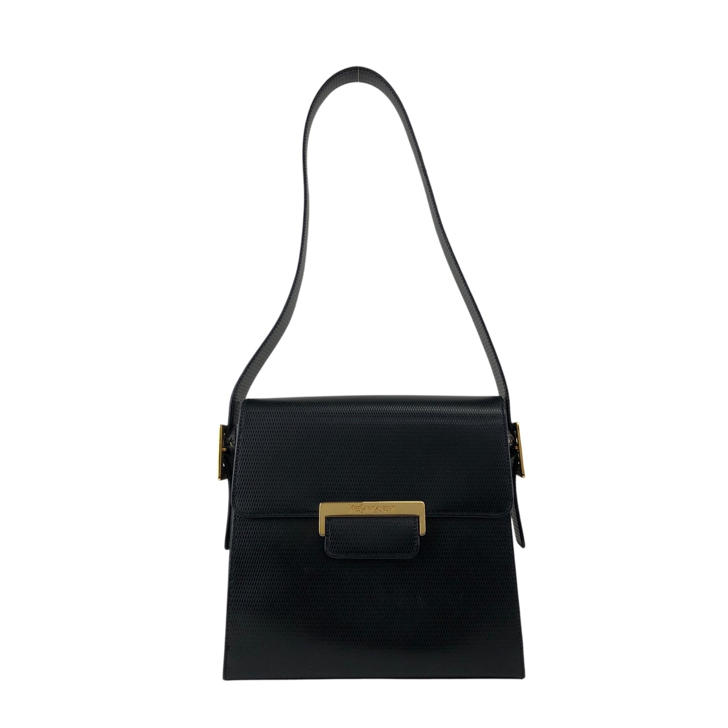 Yves Saint Laurent Logo Shoulder bag Black Vintage avbr5u