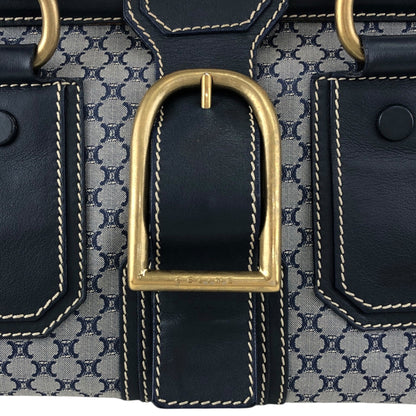 CELINE Blason Front Buckle Handbag Navy Vintage rk6nfn