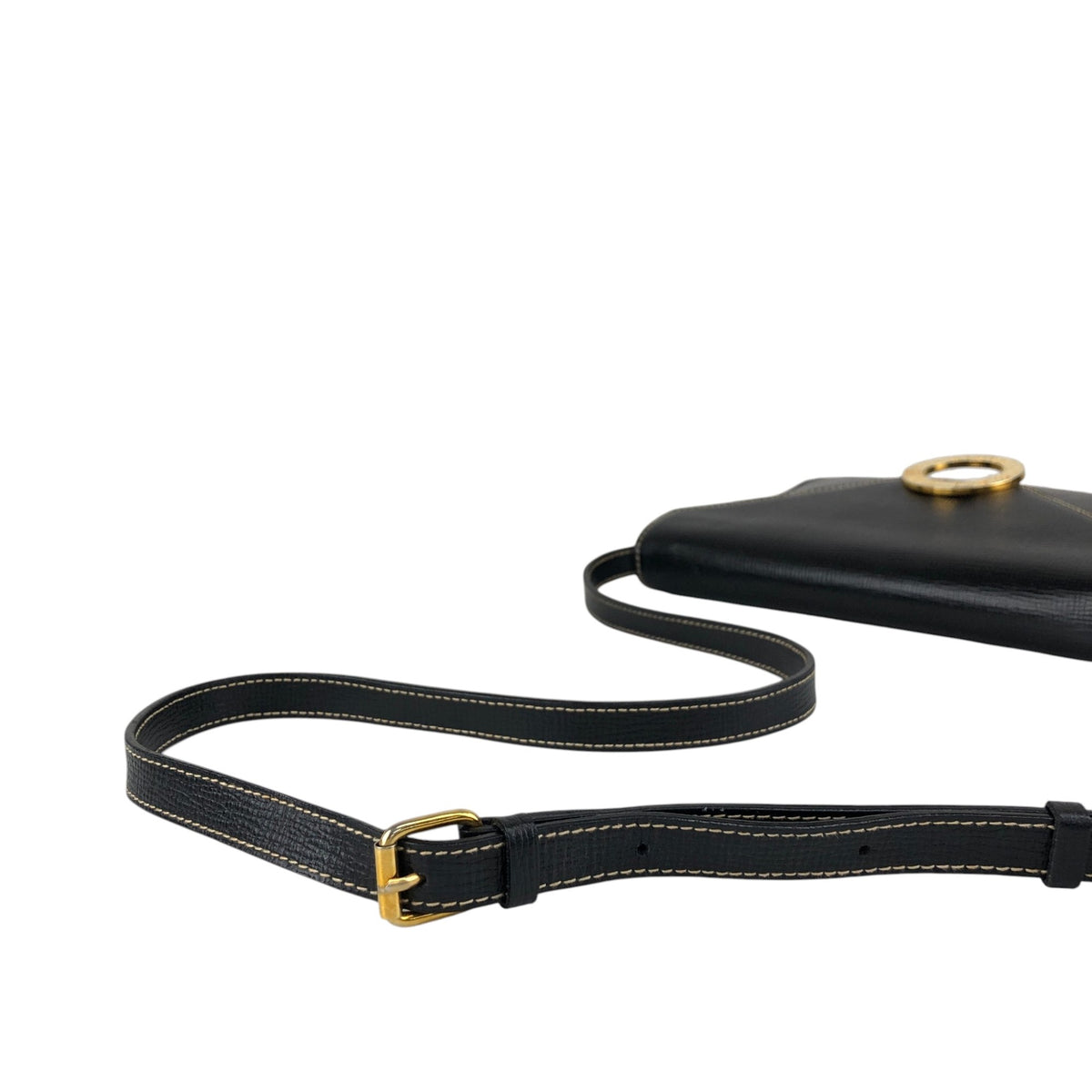 CELINE Circle Logo Shoulder bag Black Vintage 3sg788
