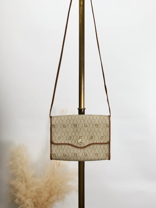 Christian Dior Honeycomb Pattern Shoulder bag Beige Vintage nw6ev5
