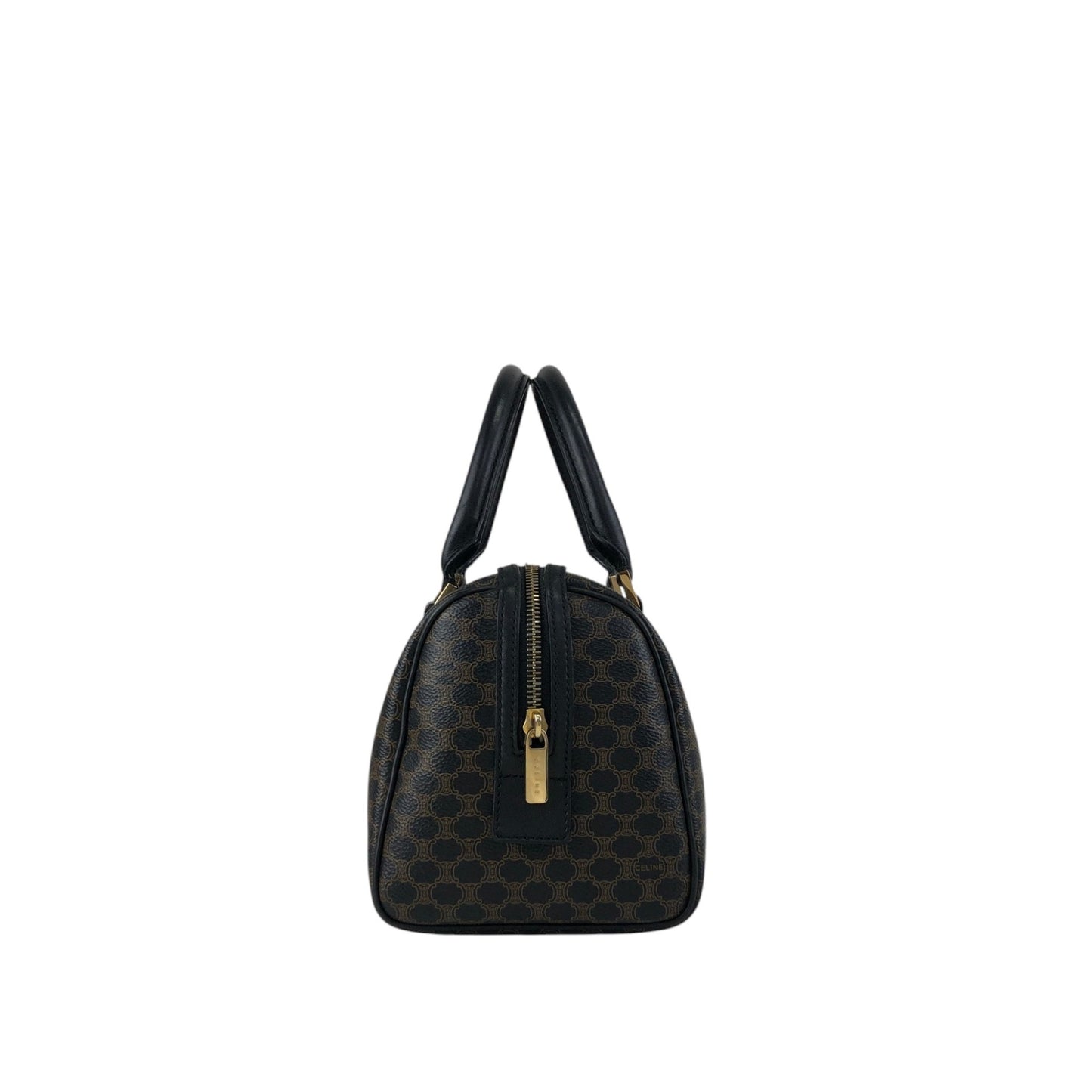 CELINE Macadam Small Boston bag Handbag Black Vintage py4p2e