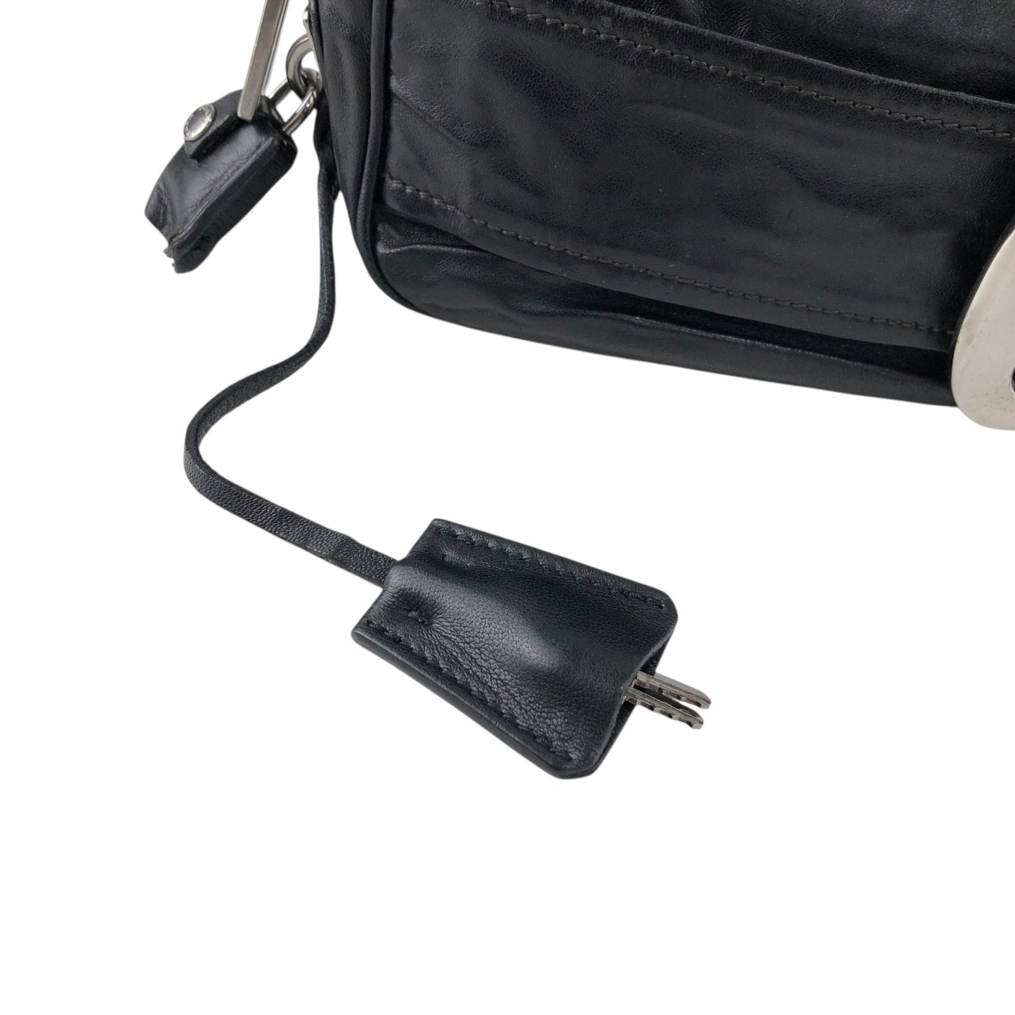 PRADA Buckle Shoulder bag Black Vintage cdnxfz