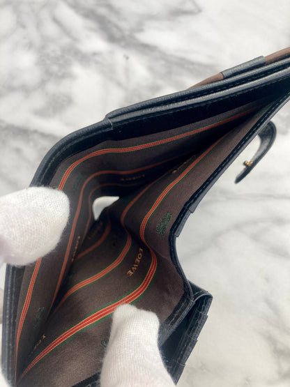 LOEWE Velazquez 皮革折疊錢包 黑棕色復古 z2dfbj 