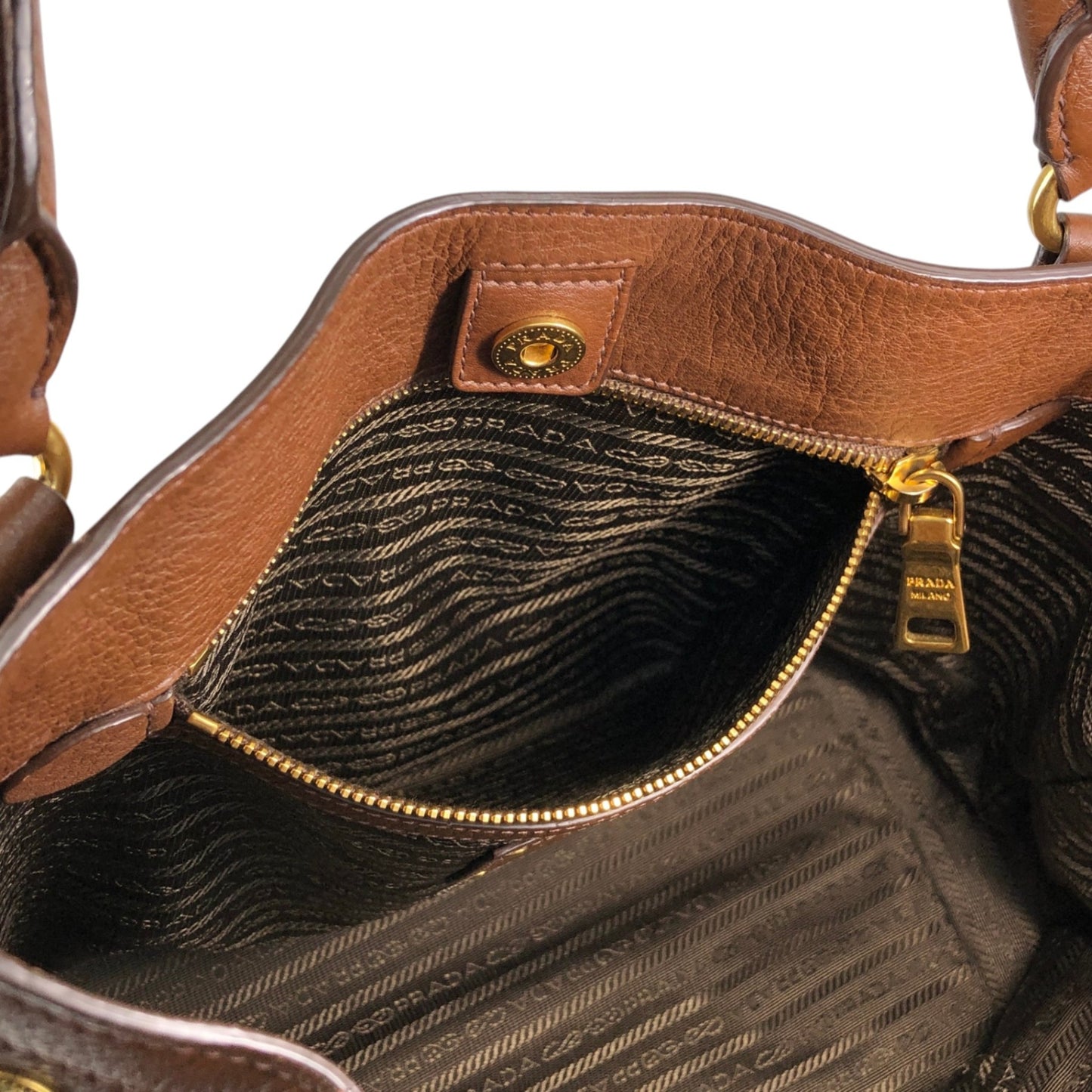 PRADA Logo Two-way Handbag Shoulder bag Brown Vintage avpisn