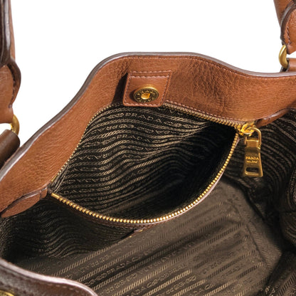 PRADA Logo Two-way Handbag Shoulder bag Brown Vintage avpisn