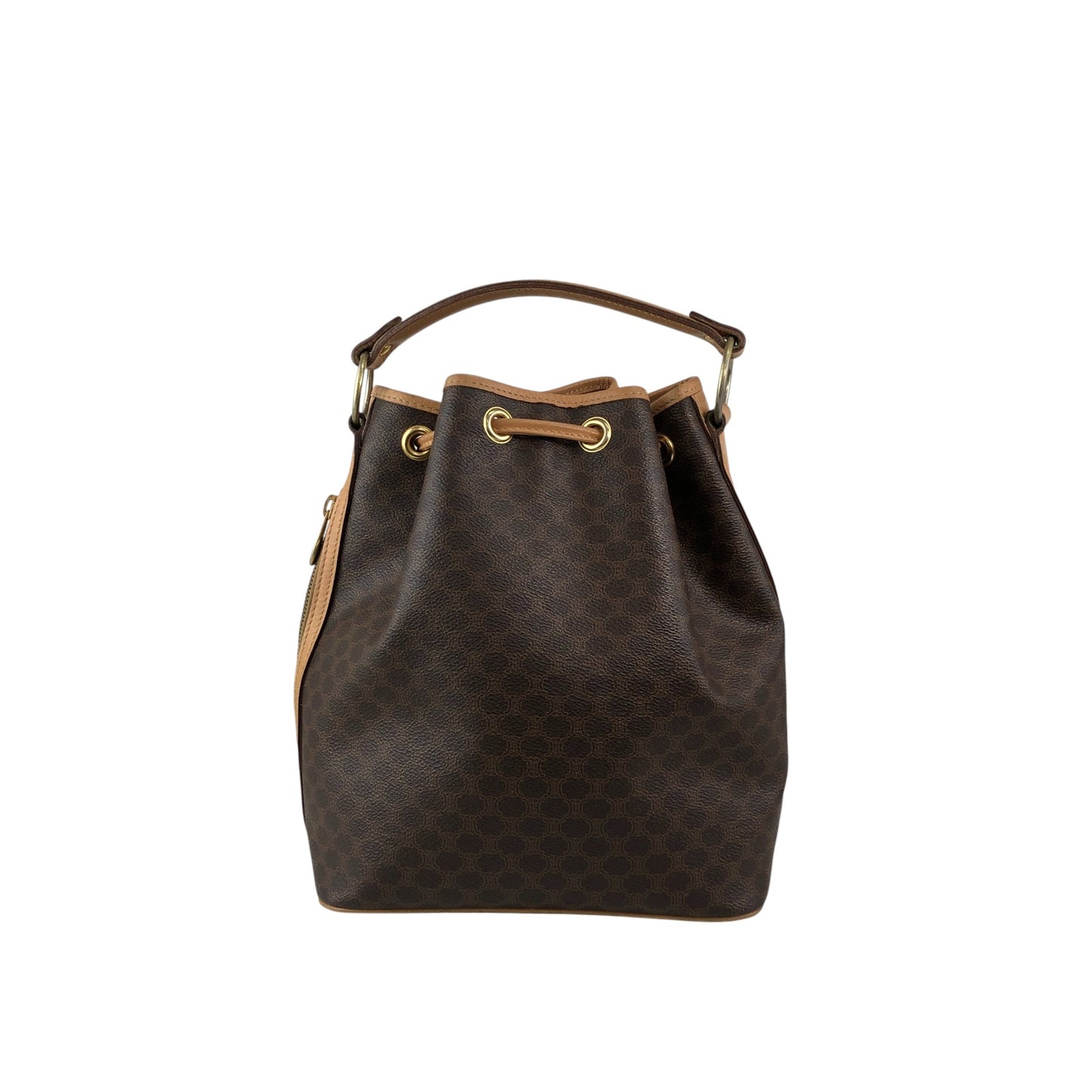 CELINE Macadam Drawstring Shoulder bag Brown Vintage 4wnnyy