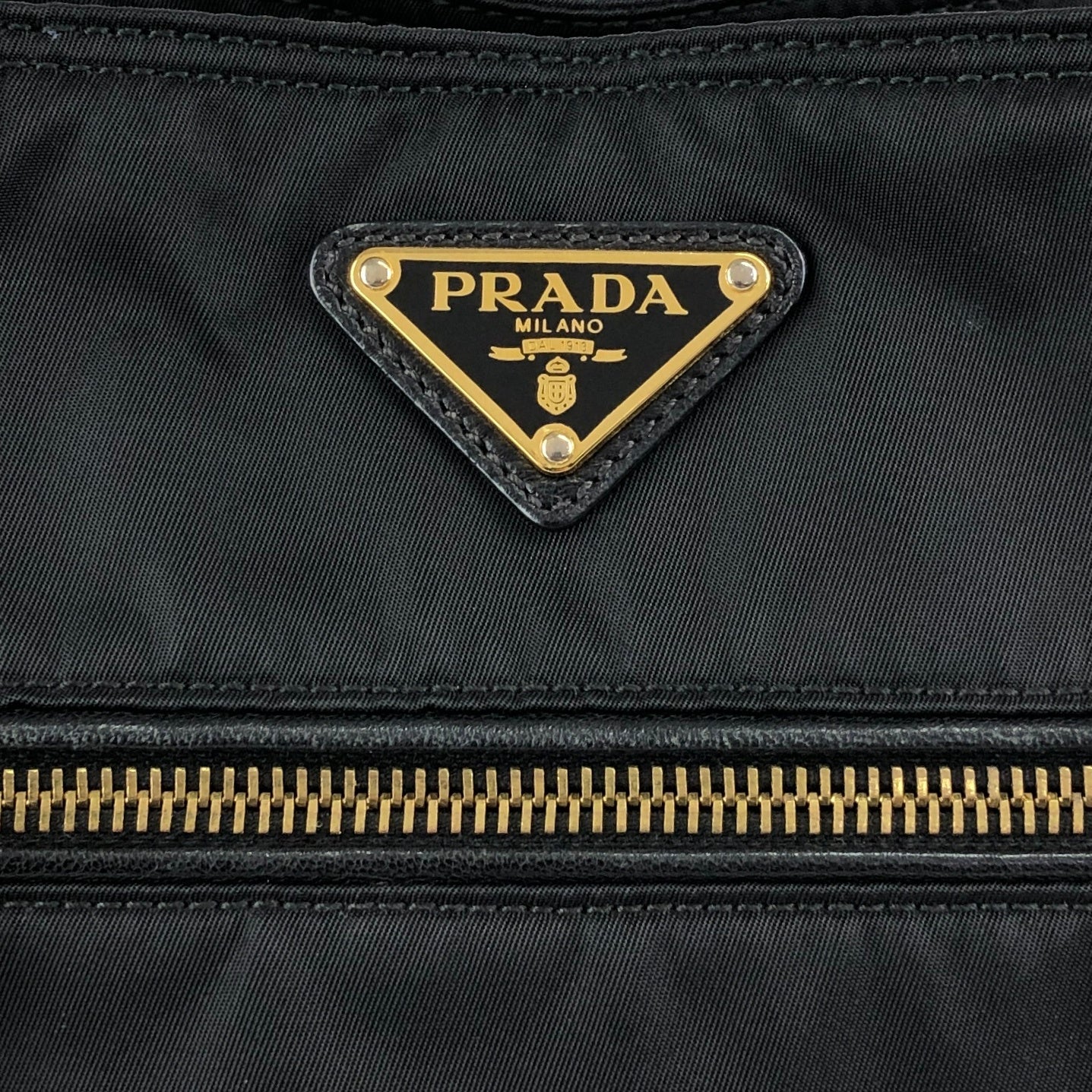 PRADA Tessuto Triangle Logo Two-way Handbag Shoulder bag Black Vintage 2krwdw