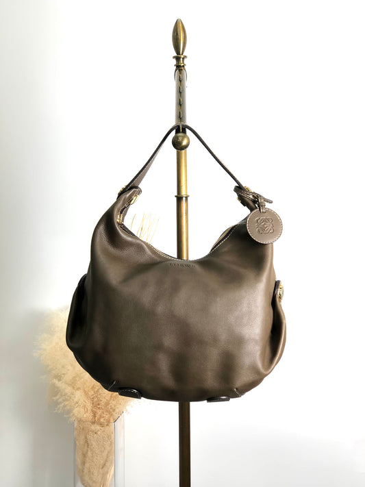 LOEWE Logo Embossed Shoulder bag Brown Vintage fsvn5t