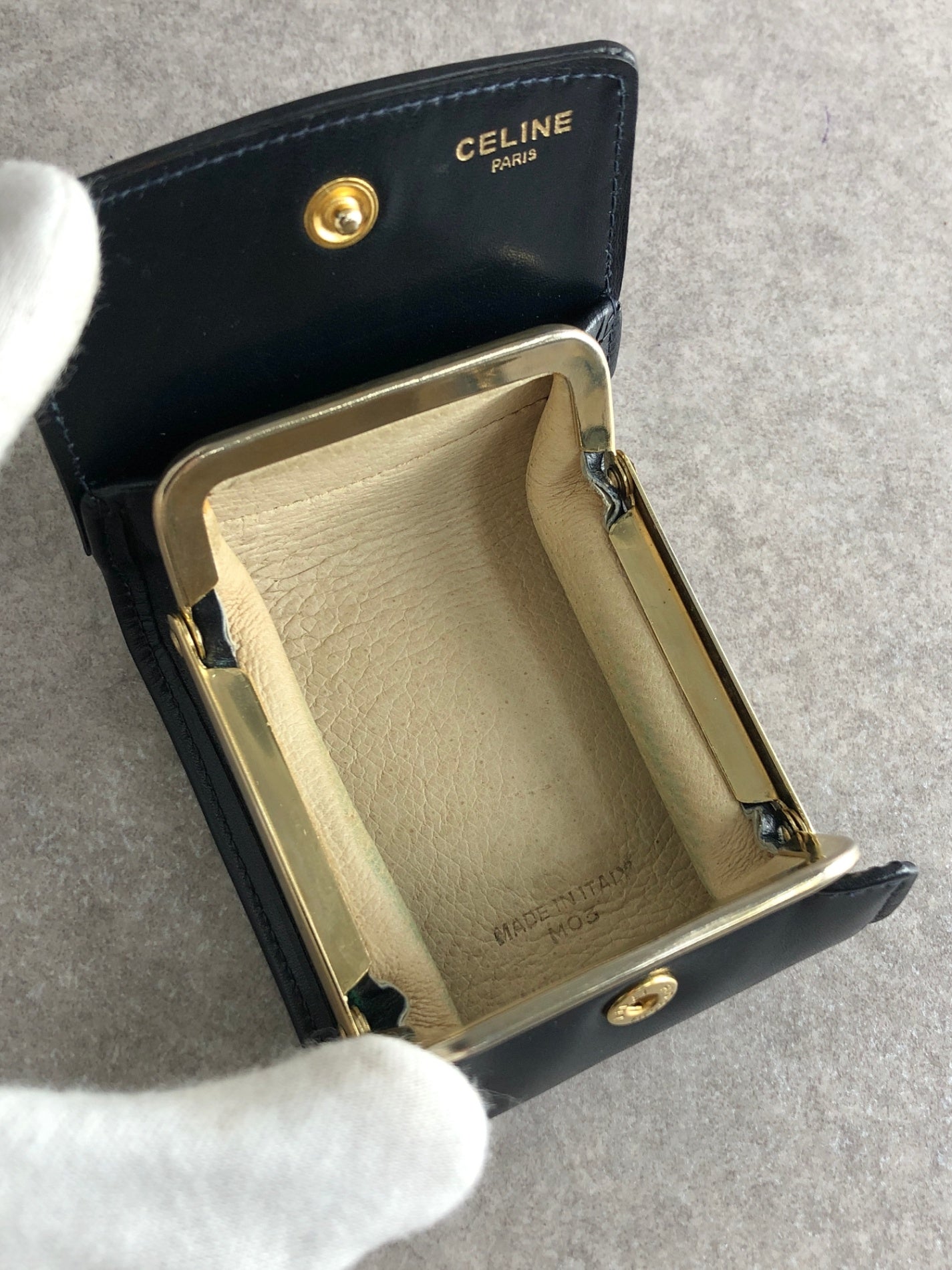 CELINE Triomphe Coin Purse Black Vintage 6fv42e