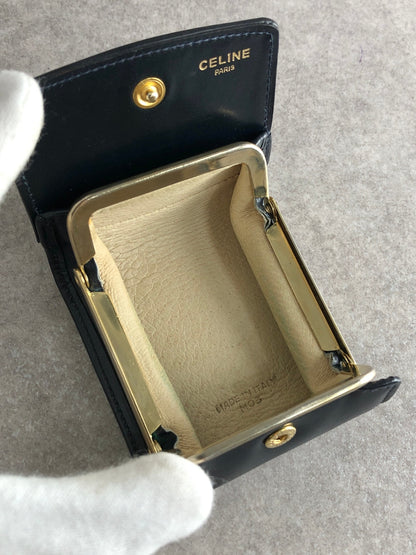 CELINE Triomphe Coin Purse Black Vintage 6fv42e