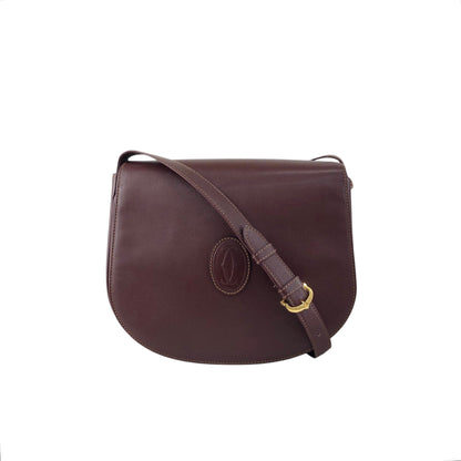 Cartier Logo Embossed Round Shoulder bag Bordeaux Vintage i6sky4