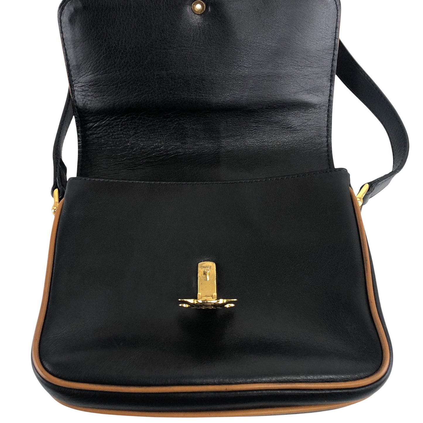 CELINE Triomphe Piping Shoulder bag Black×Brown Vintage 5hc7wn