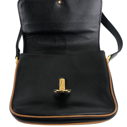 CELINE Triomphe Piping Shoulder bag Black×Brown Vintage 5hc7wn