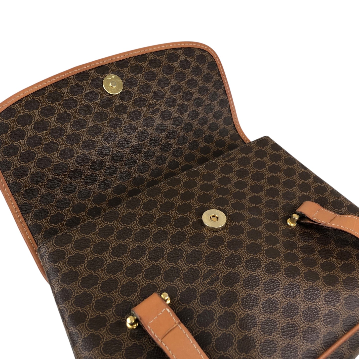 CELINE Macadam Handbag Brown Vintage 5fmrk2