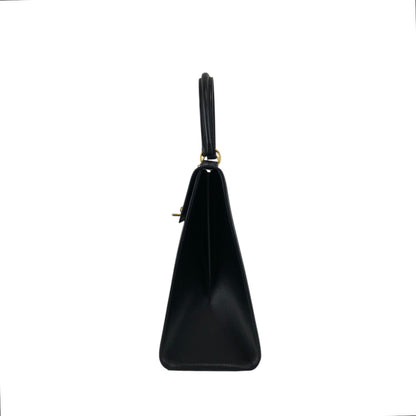 CELINE Gancini Top Handle Handbag Black Vintage whcwed